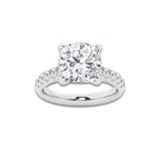 5.43 ctw Cushion Lab-Grown Diamond Pave Engagement Ring in 14K White Gold for Women | D Color, VVS1 Clarity, IGI Certified 5.00 ct Center Diamond