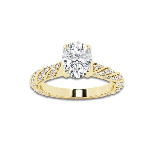 1.19 ctw Oval Lab-Grown Diamond Twisted Band Engagement Ring in 14K Yellow Gold for Women | Colorless E, VS1 Clarity, IGI Certified 0.75 ct Center Diamond