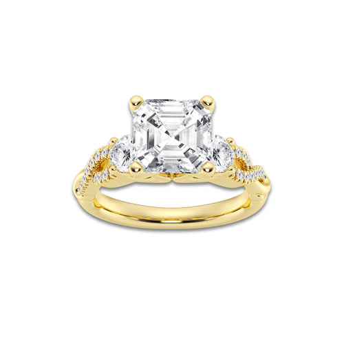8.61 ctw Asscher Lab-Grown Diamond Side Stone Engagement Ring in 14K Yellow Gold for Women | Colorless D, VVS1 Clarity, IGI Certified 8.00 ct Center Diamond