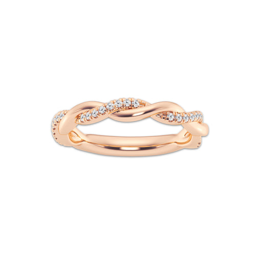 Maggie 1/8 ctw Round Lab Grown Diamond Twist Wedding Band 14K Rose Gold, DE, VS1