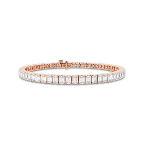 10 ctw Emerald Lab Grown Diamond Tennis Bracelet - 6 Inches 14K Rose Gold, DE, VS1