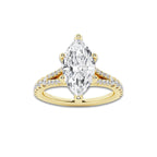 1.83 ctw Marquise Lab-Grown Diamond Split Shank Side Stone Engagement Ring in 14K Yellow Gold for Women | Colorless E, VS1 Clarity, IGI Certified 1.50 ct Center Diamond