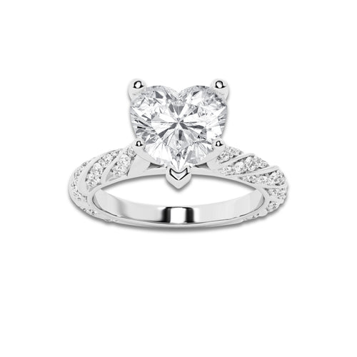 1.94 ctw Heart Lab-Grown Diamond Twisted Band Engagement Ring in 14K White Gold for Women | Colorless E, VS1 Clarity, IGI Certified 1.50 ct Center Diamond