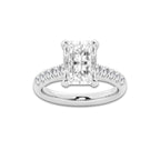 3.93 ctw Radiant Lab-Grown Diamond Pave Engagement Ring in Platinum for Women | E Color, VS1 Clarity, IGI Certified 3.50 ct Center Diamond