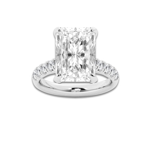 8.55 ctw Radiant Lab-Grown Diamond Pave Engagement Ring in Platinum for Women | D Color, VVS1 Clarity, IGI Certified 8.00 ct Center Diamond