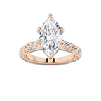 2.44 ctw Marquise Lab-Grown Diamond Twisted Band Engagement Ring in 14K Rose Gold for Women | Colorless E, VS1 Clarity, IGI Certified 2.00 ct Center Diamond