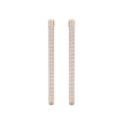 1 1/2 ctw Round Lab Grown Diamond Paper Clip Hoop Earrings 14K Rose Gold, DE, VS1