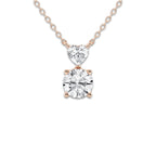 1 1/3 ctw Toi Et Moi Heart and Round Pendant 14K Rose Gold, E, VS1 | 1 ct Center