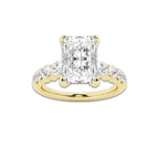 2.04 ctw Radiant Lab-Grown Diamond Side Stone Engagement Ring in 14K Yellow Gold for Women | Colorless D, VVS1 Clarity, IGI Certified 1.50 Ct Center Diamond