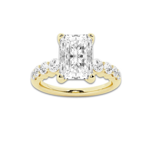 2.04 ctw Radiant Lab-Grown Diamond Side Stone Engagement Ring in 14K Yellow Gold for Women | Colorless D, VVS1 Clarity, IGI Certified 1.50 Ct Center Diamond