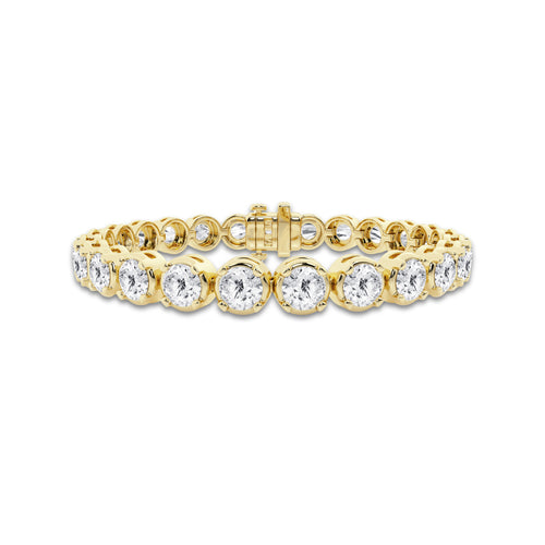 15 ctw Round Lab Grown Diamond Four Prong Tennis Bracelet -7 Inches 14K Yellow Gold, DE, VS1