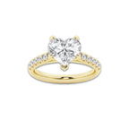 2.90 ctw Heart Lab-Grown Diamond Pave Engagement Ring in 14K Yellow Gold for Women | D Color, VVS1 Clarity, IGI Certified 2.50 ct Center Diamond