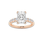 3.54 ctw Radiant Lab-Grown Diamond Side Stone Engagement Ring in 14K Rose Gold for Women | Colorless E, VS1 Clarity, IGI Certified 3.00 Ct Center Diamond