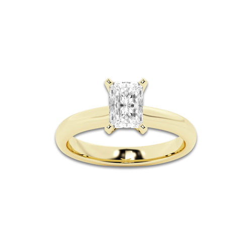 1.00 ctw Radiant Lab-Grown Diamond Minimalist Engagement Ring in 14K Yellow Gold for Women | E Color, VS1 Clarity, IGI Certified