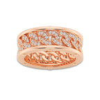 2/3 ctw Round Lab Grown Diamond Cuban Link Eternity Band - 9.3mm Width 14K Rose Gold, DE, VS1
