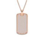 1 1/2 ctw Round Lab Grown Diamond Dog Tag Pendant 14K Rose Gold, DE, VS1