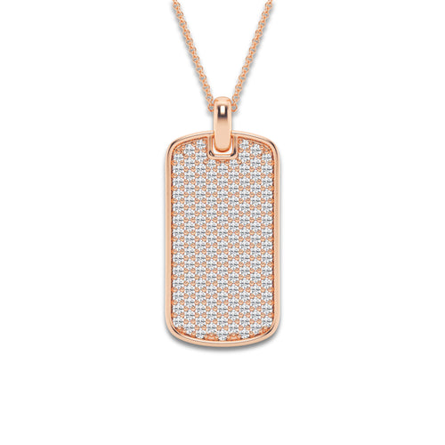 1 1/2 ctw Round Lab Grown Diamond Dog Tag Pendant 14K Rose Gold, DE, VS1