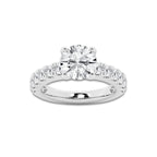 3.50 ctw Round Lab-Grown Diamond Split-Prong Set Side Stone Engagement Ring in Platinum for Women | Colorless E, VS1 Clarity, IGI Certified 2.50 ct Center Diamond