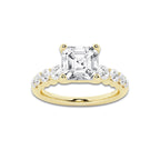 2.04 ctw Asscher Lab-Grown Diamond Side Stone Engagement Ring in 14K Yellow Gold for Women | Colorless D, VVS1 Clarity, IGI Certified 1.50 Ct Center Diamond