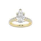 2.90 ctw Pear Lab-Grown Diamond Pave Engagement Ring in 14K Yellow Gold for Women | E Color, VS1 Clarity, IGI Certified 2.50 ct Center Diamond