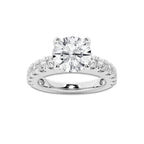 3.00 ctw Round Lab-Grown Diamond Split-Prong Set Side Stone Engagement Ring in Platinum for Women | Colorless E, VS1 Clarity, IGI Certified 2.00 ct Center Diamond