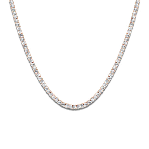 10 ctw Round Lab Grown Diamond Four-Prong Tennis Necklace 14K Rose Gold, DE, VS1
