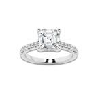 2.75 ctw Asscher Lab-Grown Diamond Hidden Halo Side Stone Engagement Ring in 18K White Gold for Women | Colorless D, VVS1 Clarity, IGI Certified 2.50 ct Center Diamond