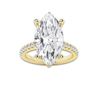 8.46 ctw Marquise Lab-Grown Diamond Hidden Halo Side Stone Engagement Ring in 18K Yellow Gold for Women | Colorless D, VVS1 Clarity, IGI Certified 8.00 ct Center Diamond