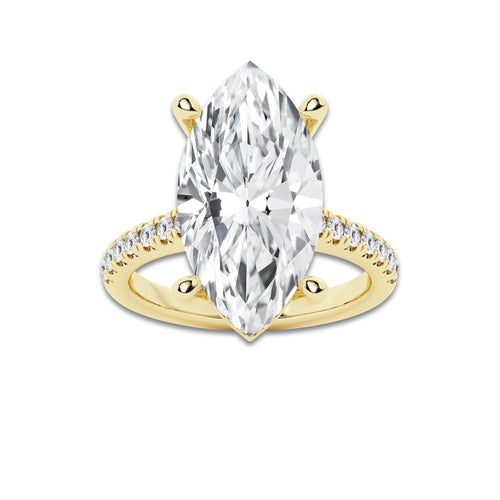 8.46 ctw Marquise Lab-Grown Diamond Hidden Halo Side Stone Engagement Ring in 18K Yellow Gold for Women | Colorless D, VVS1 Clarity, IGI Certified 8.00 ct Center Diamond