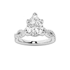 2.73 ctw Pear Lab-Grown Diamond Twisted Shank Engagement Ring in 14K White Gold for Women | D Color, VVS1 Clarity, IGI Certified 2.50 ct Center Diamond