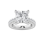 9.00 ctw Princess Lab-Grown Diamond Split-Prong Set Side Stone Engagement Ring in Platinum for Women | Colorless E, VS1 Clarity, IGI Certified 8.00 ct Center Diamond