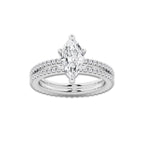 2.19 ctw Marquise Lab-Grown Diamond Double Row Diamond Engagement Ring in Platinum for Women | Colorless E, VS1 Clarity, IGI Certified 1.50 ct Center Diamond