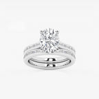 Synergy 3 3/4 ctw Oval Lab Grown Diamond Baguette and Princess Side Stone Bridal Set 14K White Gold, E, VS1 | IGI Certified, 3 ct Center