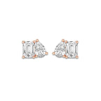 2 ctw Toi Et Moi Emerald and Pear Stud Earrings 14K Rose Gold, E, VS1