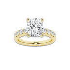 4.16 ctw Elongated Cushion Lab-Grown Diamond Side Stone Engagement Ring in 14K Yellow Gold for Women | Colorless D, VVS1 Clarity, IGI Certified 3.50 Ct Center Diamond
