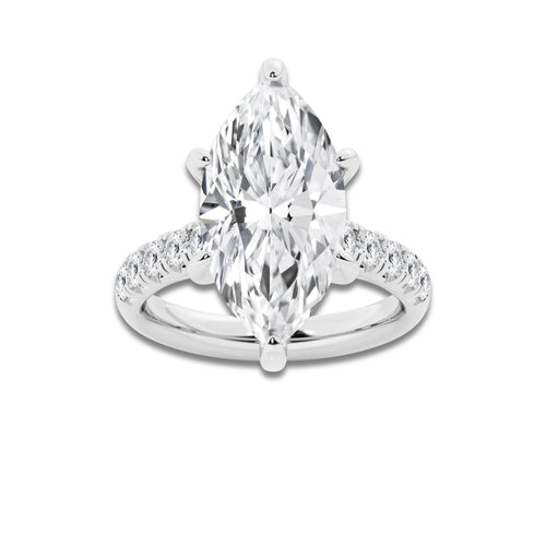 7.55 ctw Marquise Lab-Grown Diamond Pave Engagement Ring in 14K White Gold for Women | E Color, VS1 Clarity, IGI Certified 7.00 ct Center Diamond