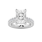 8.00 ctw Radiant Lab-Grown Diamond Split-Prong Set Side Stone Engagement Ring in 14K White Gold for Women | Colorless D, VVS1 Clarity, IGI Certified 7.00 ct Center Diamond