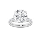 6.55 ctw Round Lab-Grown Diamond Pave Engagement Ring in 14K White Gold for Women | D Color, VVS1 Clarity, IGI Certified 6.00 ct Center Diamond