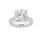7.55 ctw Cushion Lab-Grown Diamond Pave Engagement Ring in Platinum for Women | E Color, VS1 Clarity, IGI Certified 7.00 ct Center Diamond