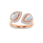Chant 1 3/4 ctw Pear and Round Lab Grown Diamond Halo Ring 14K Rose Gold, DE, VS1