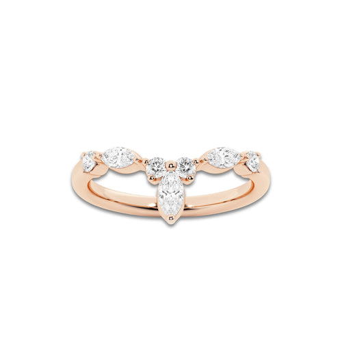 Jazzette 2/5 ctw Round and Marquise Lab Grown Diamond Chevron Stackable Ring 14K Rose Gold, DE, VS1