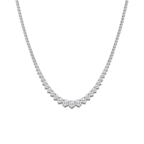 10 ctw Round Lab Grown Diamond Graduated Riviera Necklace 14K White Gold, DE, VS1