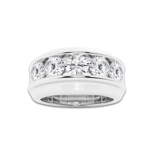 3 ctw Round Lab Grown Diamond Men's Channel Set Wedding Band 14K White Gold, DE, VS1