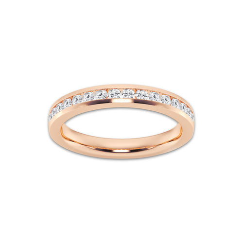 Alba 1/3 ctw Round Lab Grown Diamond Channel Wedding Band 14K Rose Gold, DE, VS1