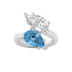 Velvet 6 ctw Fancy Blue Pear Lab Grown Diamond Bypass Two Stone Engagement Ring 14K White Gold | 3 ct Center
