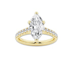 2.90 ctw Marquise Lab-Grown Diamond Pave Engagement Ring in 14K Yellow Gold for Women | D Color, VVS1 Clarity, IGI Certified 2.50 ct Center Diamond