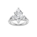 3.60 ctw Marquise Lab-Grown Diamond Side Stone Engagement Ring in Platinum for Women | Colorless D, VVS1 Clarity, IGI Certified 3.00 ct Center Diamond
