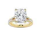 8.66 ctw Elongated Cushion Lab-Grown Diamond Split Shank Side Stone Engagement Ring in 14K Yellow Gold for Women | Colorless E, VS1 Clarity, IGI Certified 8.00 ct Center Diamond