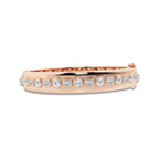 3 3/4 ctw Round and Emerald Lab Grown Diamond Bangle Bracelet - 7 Inches 14K Rose Gold, DE, VS1