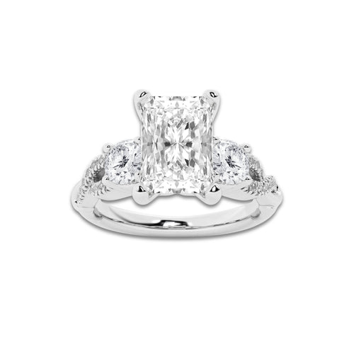 1.23 ctw Radiant Lab-Grown Diamond Side Stone Engagement Ring in Platinum for Women | Colorless E, VS1 Clarity, IGI Certified 0.75 ct Center Diamond
